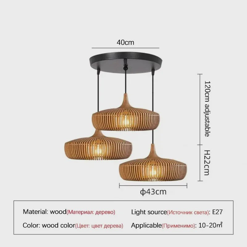 Wabi-Sabi Houten Hanglamp LED - Vintage Minimalistisch Design