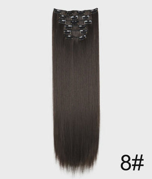 Synthetische Haarverlenging Set: 6 Delen Clip-in Extensions 60cm Lang & Steil