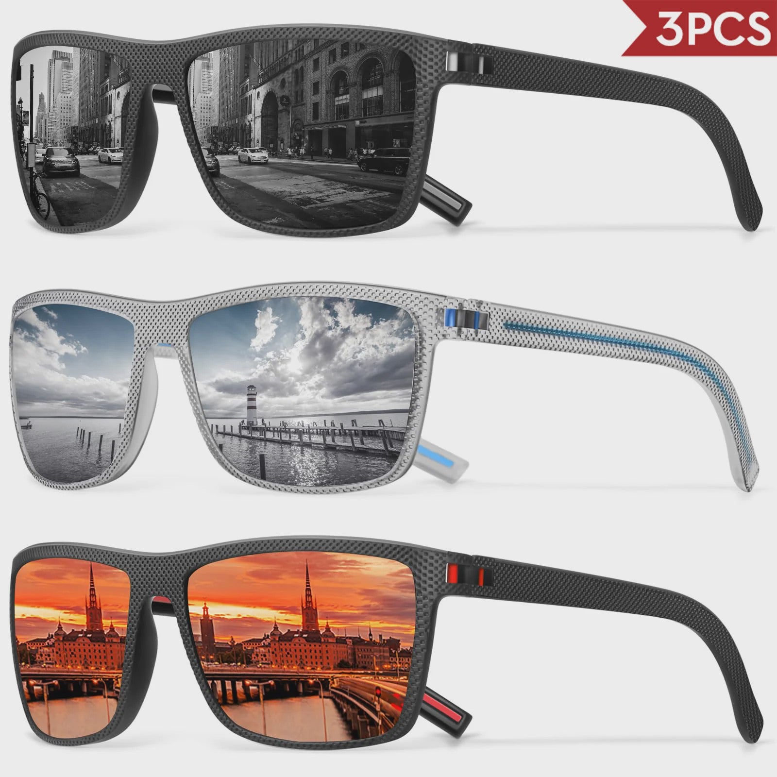 Designer Polarized Zonnebrillen Set voor Heren & Dames | UV400 Bescherming | Ideaal voor Buitenactiviteiten