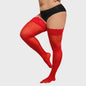 Zwarte Visnet Kousen met Kanten Boord - Dijhoog & Over de Knie - Plus Size XXXXL - Anti-slip Siliconen