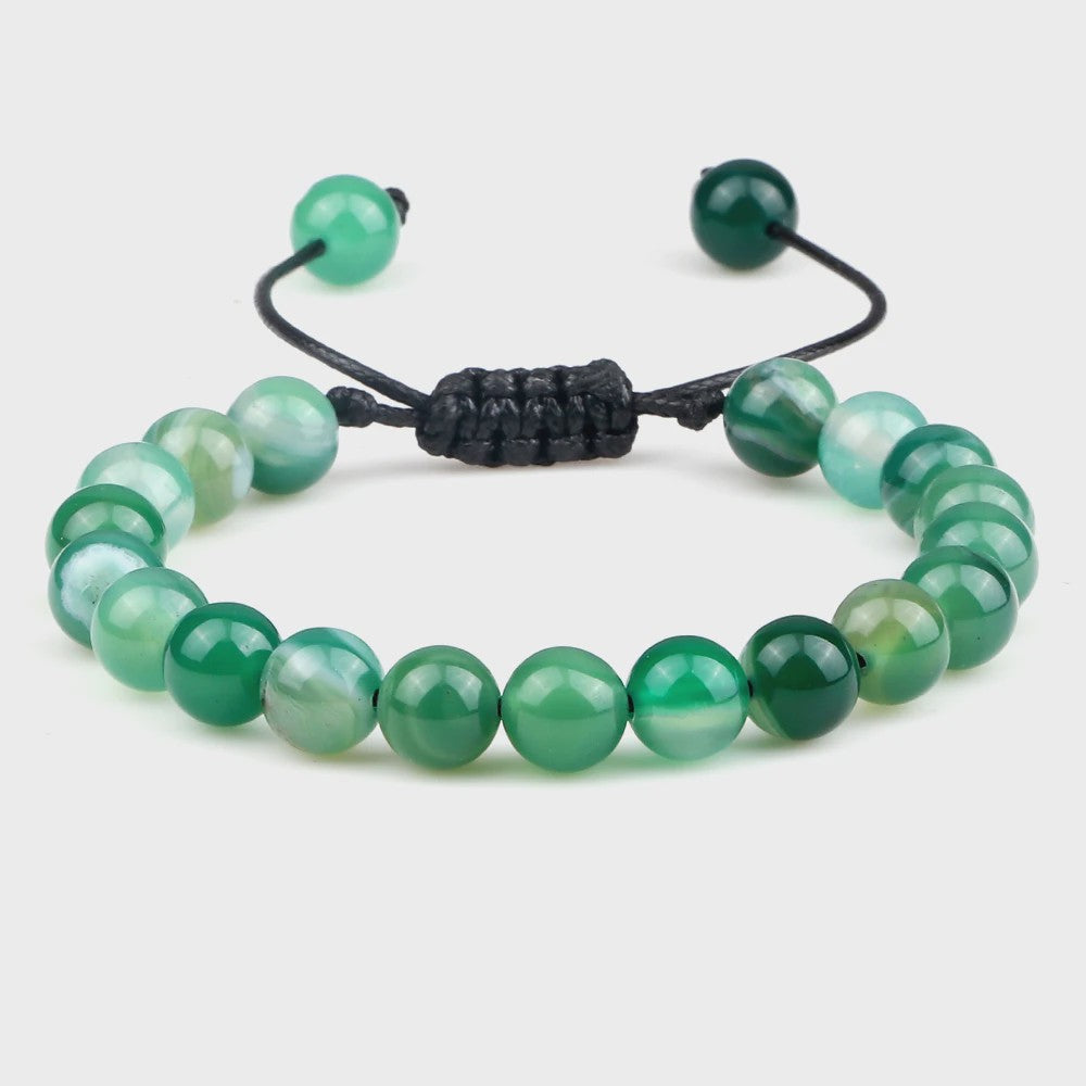 Verstelbare Natuursteen Armband - 8mm Agate & Onyx Kralen voor Mannen en Vrouwen
