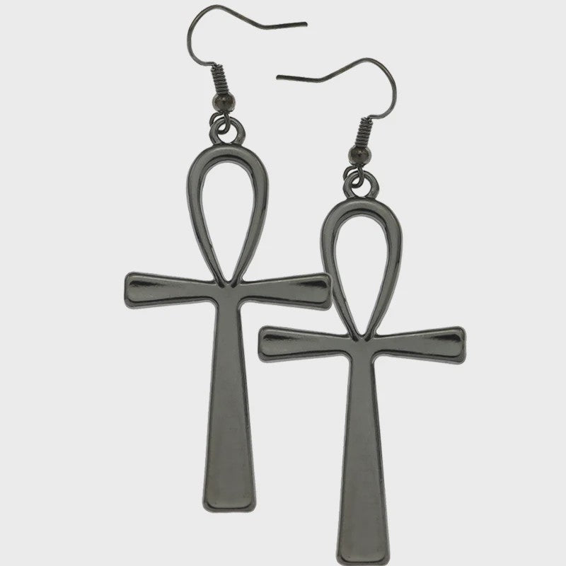 Vintage Egyptische Ankh Kruis Ketting - Grote Hanger met Lange Ketting