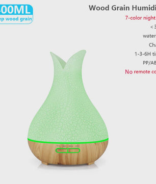 Aroma Diffuser met Houtnerf Design, 7 Kleuren LED en Afstandsbediening