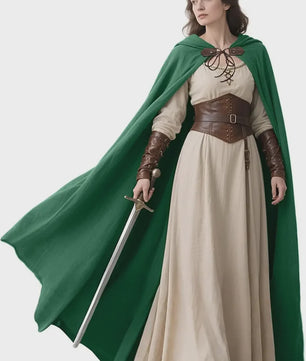 Middeleeuwse Kapmantel van Linnen - Renaissance Cape met Capuchon voor Cosplay & LARP