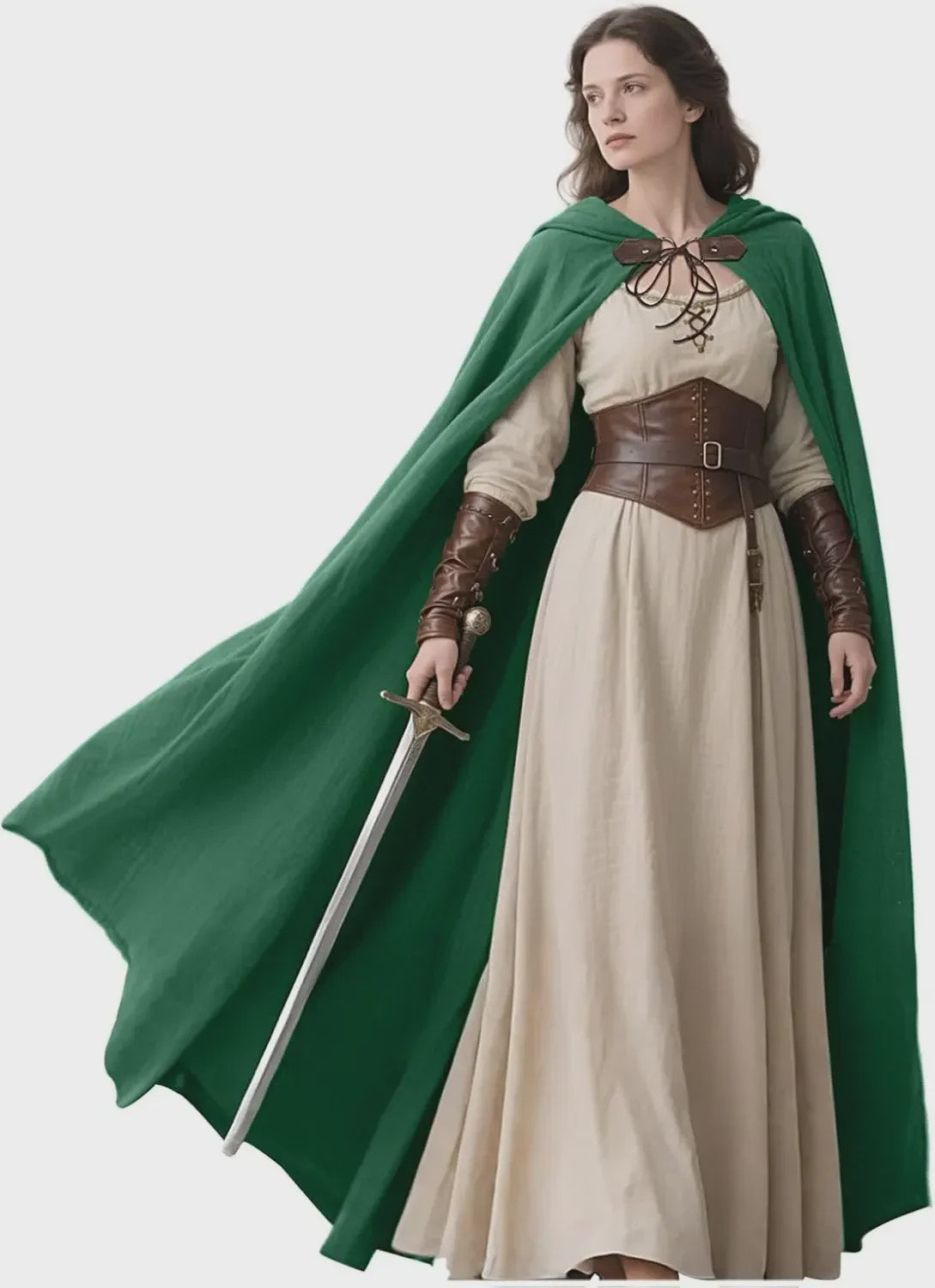 Middeleeuwse Kapmantel van Linnen - Renaissance Cape met Capuchon voor Cosplay & LARP