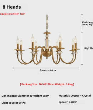 American Retro Messing Plafondlamp met Kaarslampjes - Sfeervolle Verlichting voor Woonkamer, Slaapkamer & Eetkamer