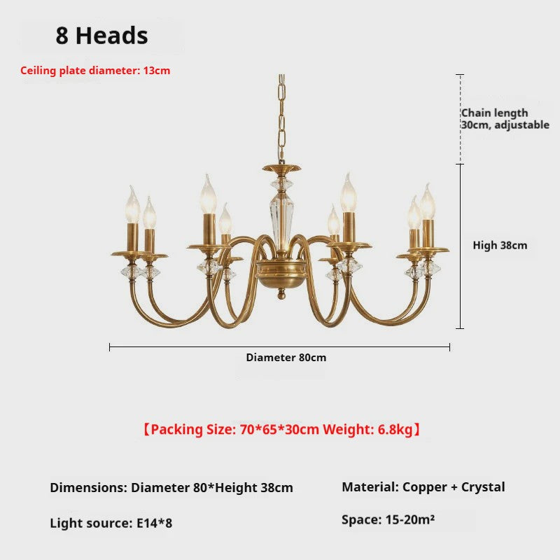 American Retro Messing Plafondlamp met Kaarslampjes - Sfeervolle Verlichting voor Woonkamer, Slaapkamer & Eetkamer
