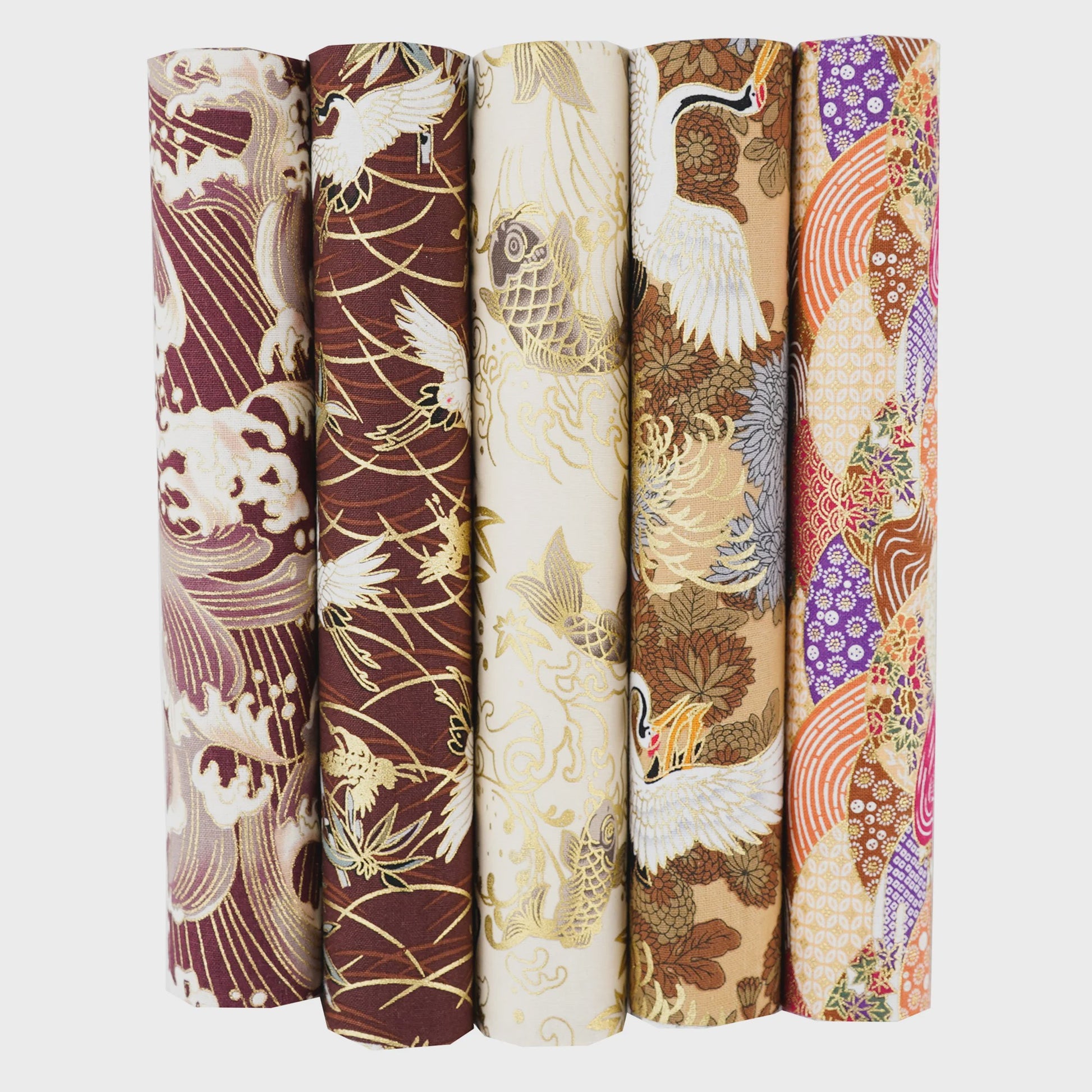 5x Japanse Katoen Stofjes Bundel - 25x25cm of 50x50cm - Patchwork & Quilt