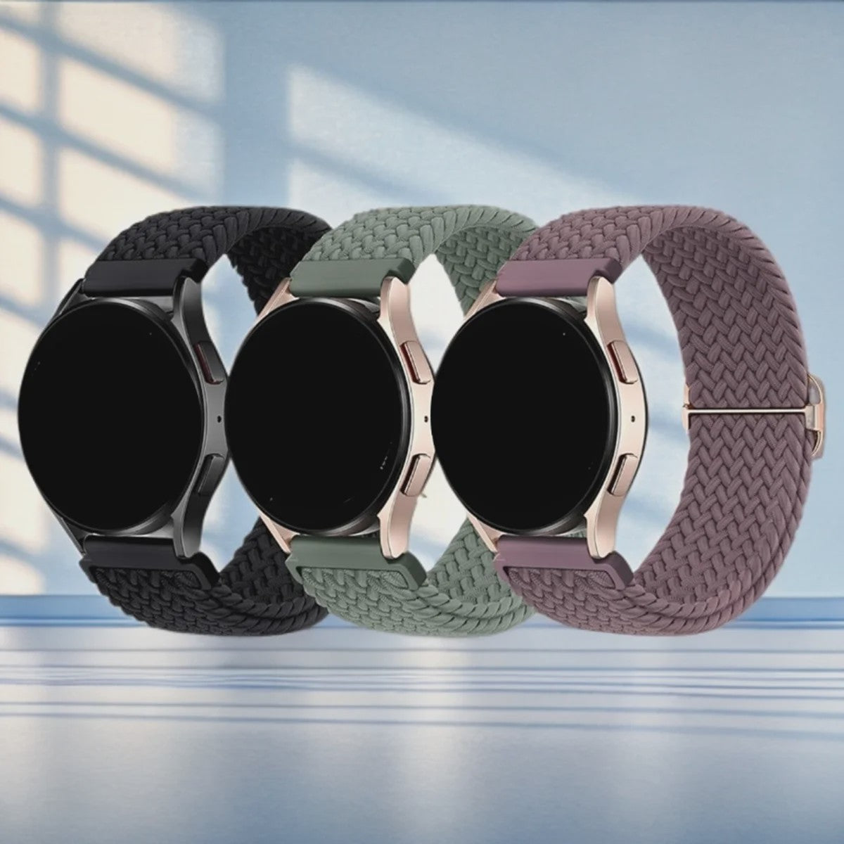 3x Elastische Nylon Bandjes voor Smartwatches (18/20/22mm) - Snelwissel & Comfortabel