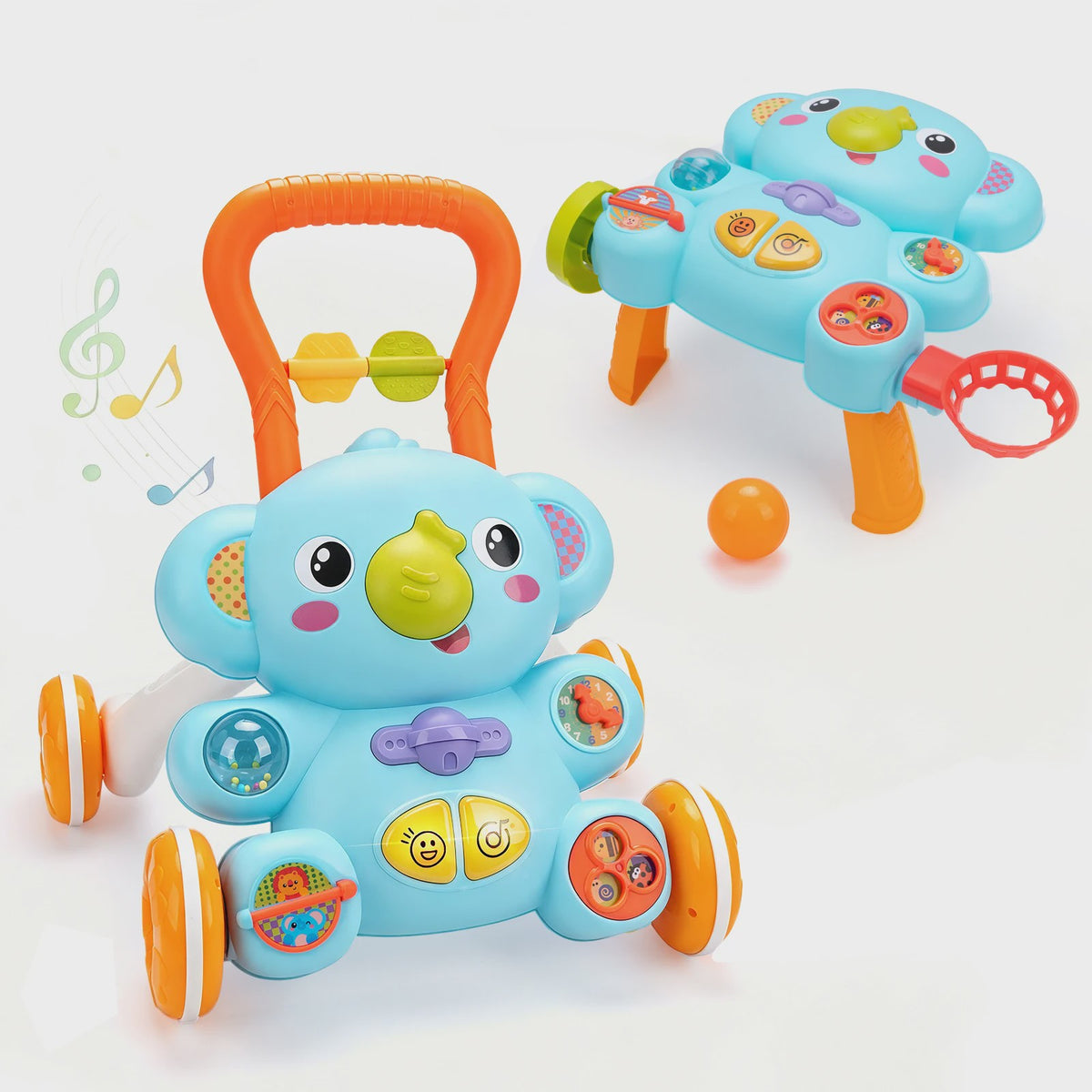Multifunctionele Loopwagen met Muziek en Tekenbord voor Baby's (12M+)