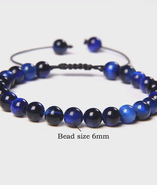 Blauwe Tijgeroog Kralen Armband 6MM - Natuursteen Meditatie Sieraden