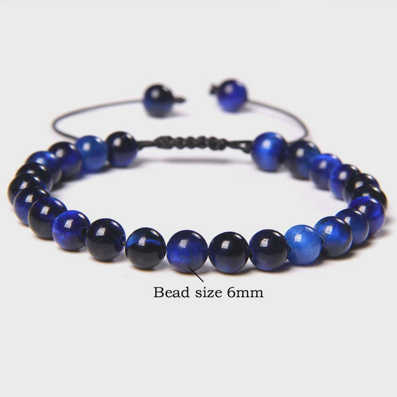 Blauwe Tijgeroog Kralen Armband 6MM - Natuursteen Meditatie Sieraden