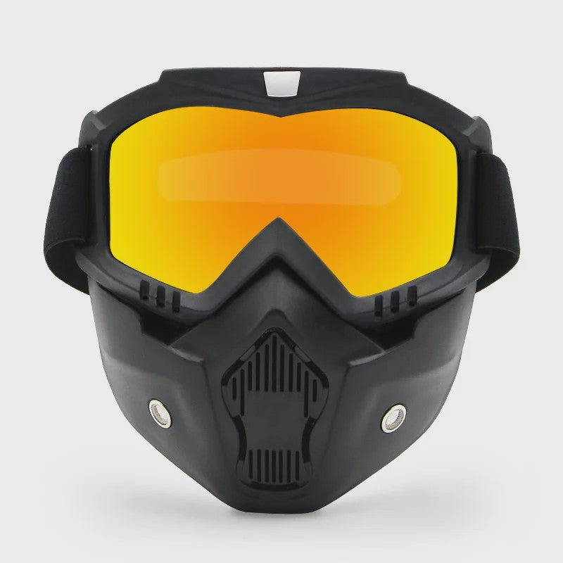 Motorcross Bril met Afneembaar Ademend Masker - Stof- en Impactbestendig