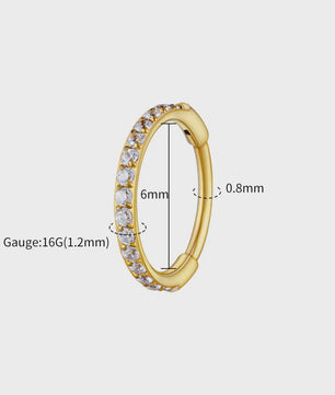 Chique Titanium Huggie Hoop Oorbel met Zirkonia - 16G Piercing Sieraden