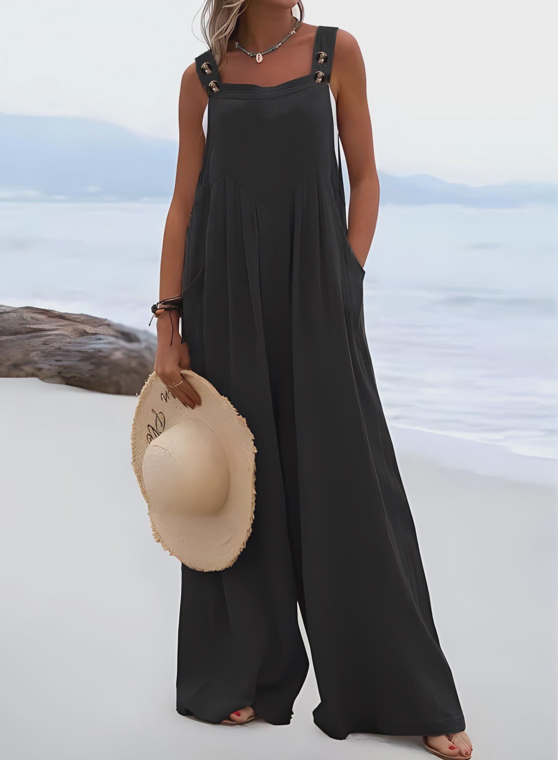 Zomerse Wijde Pijp Jumpsuit met Bretels - Casual en Comfortabel