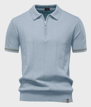 Heren Gebreide Polo met Rits - Slim Fit Sport & Casual