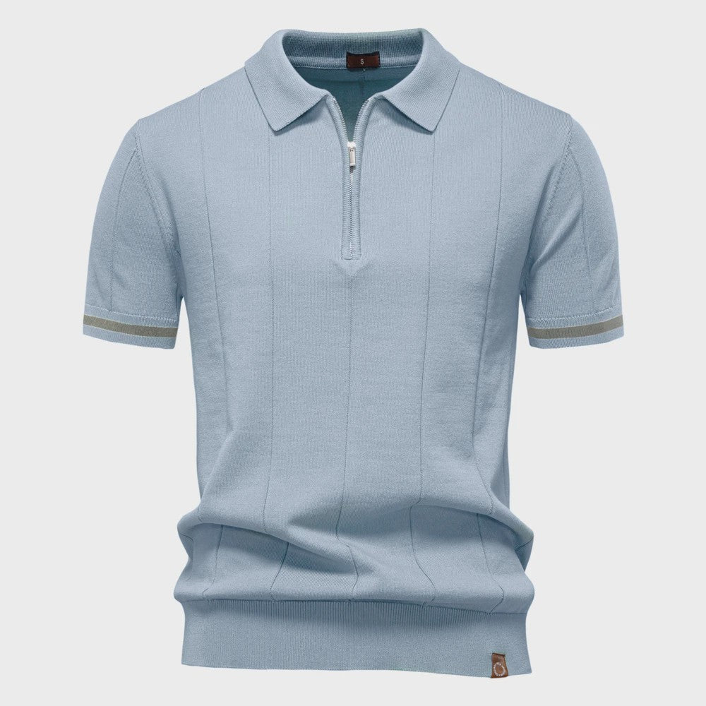 Heren Gebreide Polo met Rits - Slim Fit Sport & Casual