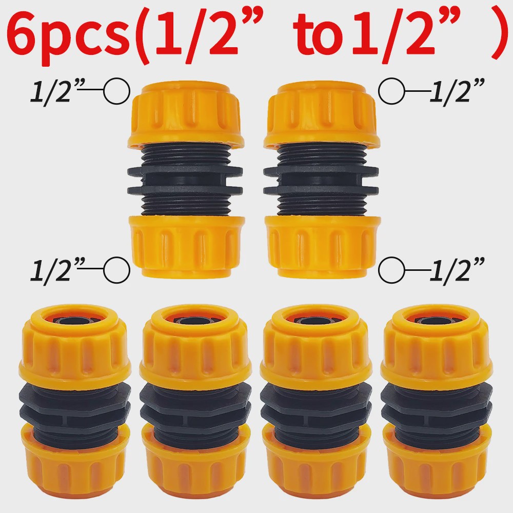 Set van 6 Tuinslang Koppelingen - 3/4" & 1/2" - Snelkoppeling voor Reparatie & Irrigatie