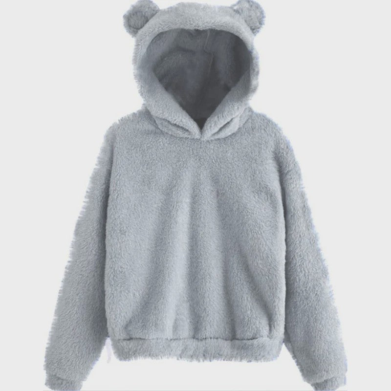 Schattige Fluffy Hoodie met Berenoren - Dames Winter Pullover