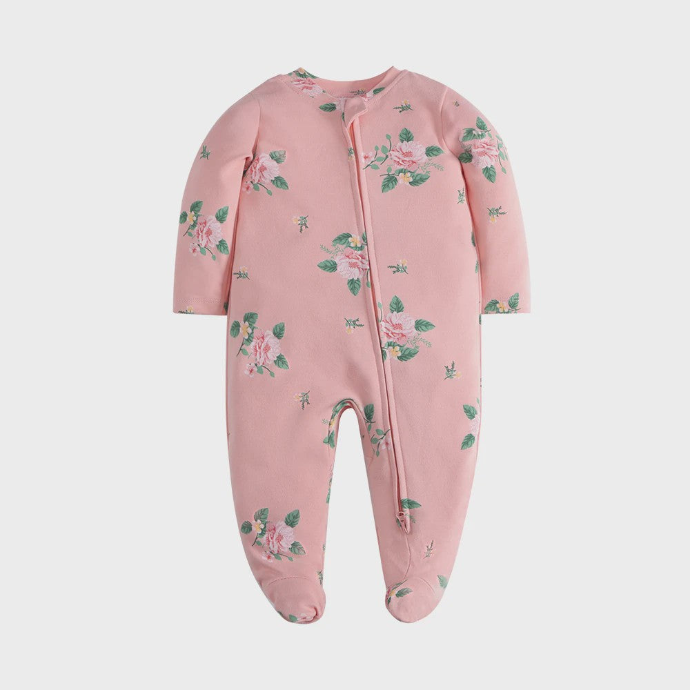 Katoenen Newborn Pyjama met Voetjes en Ritssluiting - Romper voor Jongens en Meisjes (0-12 Maanden)