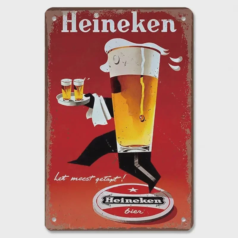 Retro Metal Bier Merk Poster - Decoratie voor Man Cave, Bar & Club