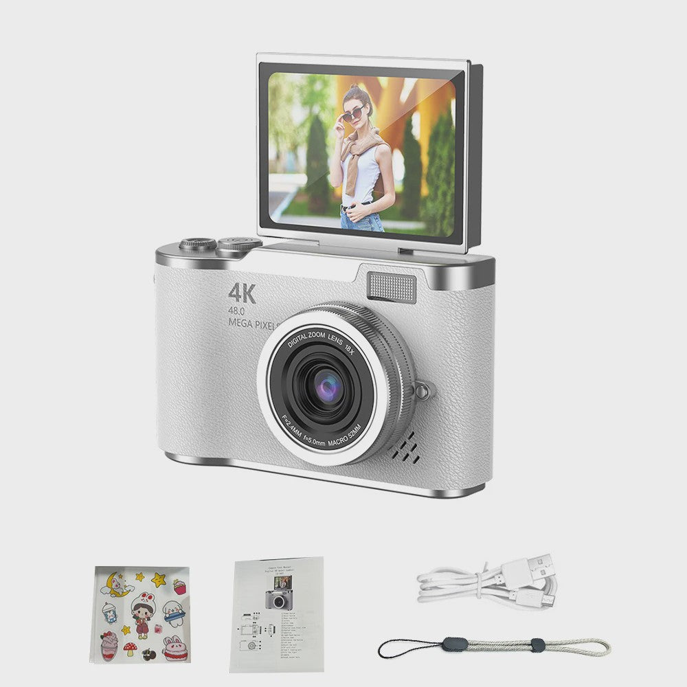 4K Digitale Camera met 48MP, 8x Zoom & Flip Screen - Ideaal voor Studenten