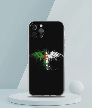 Transparante TPU Hoesje met Algerijnse Vlag - Schokbestendig voor iPhone (Diverse Modellen)