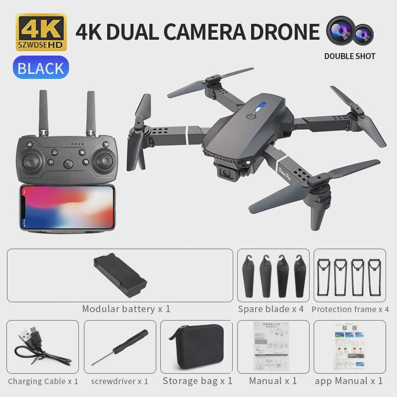 E88 Pro Max Drone: Opvouwbare Quadcopter met 4K Camera, Optische Flow en Beginnersvriendelijke Functies