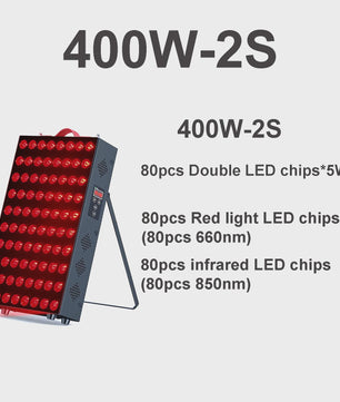 Dual Chip Roodlichttherapie Paneel LED - Gezicht & Lichaam - 630nm/660nm Rood & 810nm/850nm NIR