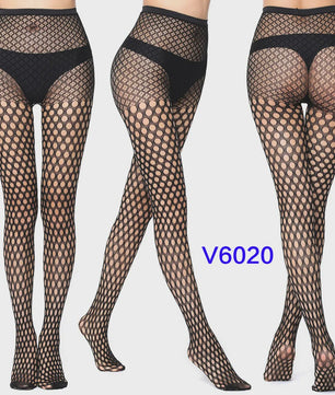 Dames Visnet Panty's met Jacquard Weefsel - Gothic Kant & Spider Net Stijl