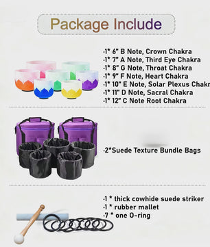 7-delige Kristallen Klankschaal Set (6-12 Inch) - 432Hz Chakra Stemming voor Meditatie & Sound Therapy