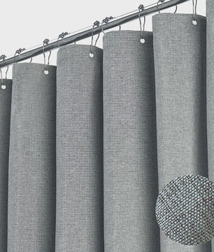 Luxe Linnen Douchegordijn Waterdicht met Zilveren Haken - Dikke Stof
