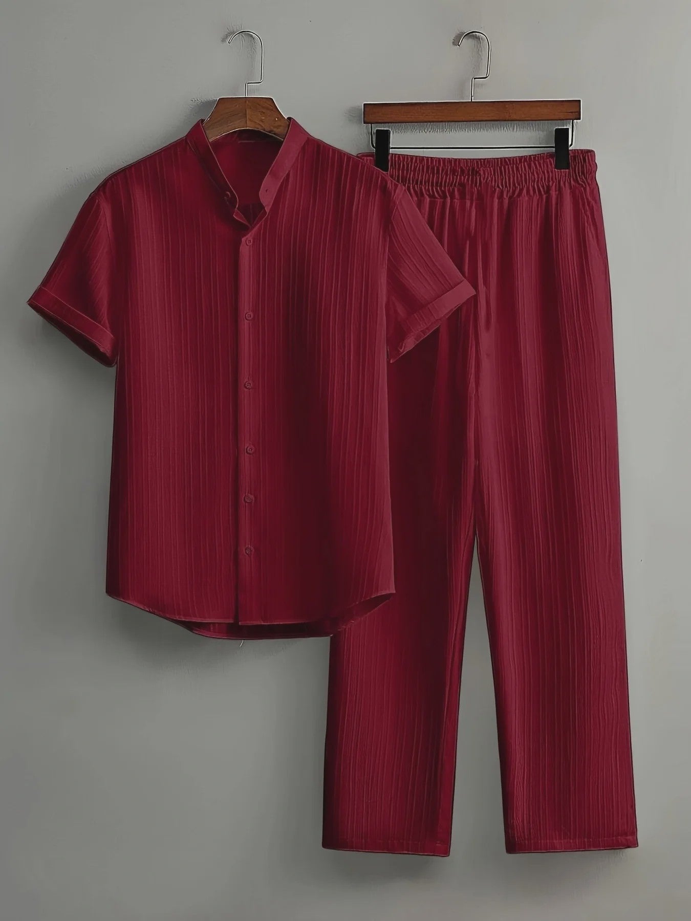 Zomerse Heren Tweedelige Set: Luchtig Linnen Look Shirt met Broek