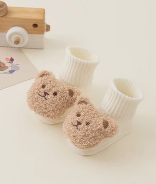 Schattige Babysokjes met Beer - Zacht Katoen, Anti-slip, Lente/Herfst