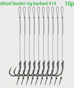 Method Feeder Rigs Set: 10/20 Stuks Haken met Gevlochten Lijn voor Feeder Vissen