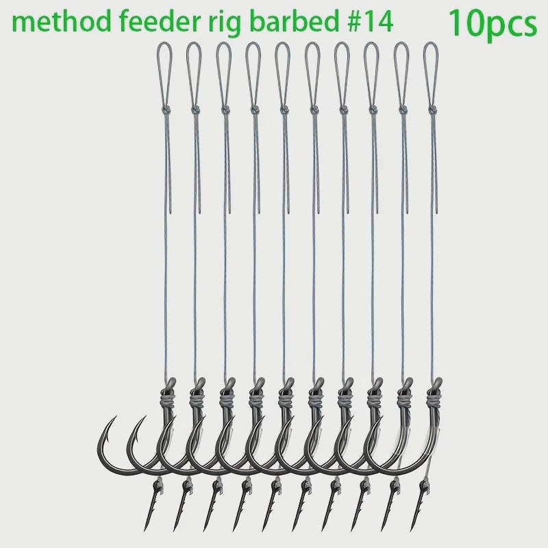 Method Feeder Rigs Set: 10/20 Stuks Haken met Gevlochten Lijn voor Feeder Vissen
