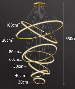 Luxe LED Trappenhuis Hanglamp - Moderne Ring Kroonluchter voor Woonkamer & Eetkamer