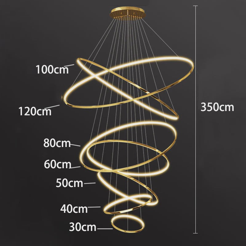 Luxe LED Trappenhuis Hanglamp - Moderne Ring Kroonluchter voor Woonkamer & Eetkamer