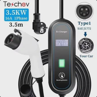 Draagbare EV Oplader Wallbox 16A Type 1 & Type 2 Kabel met Schuko Plug - 2 Jaar Garantie