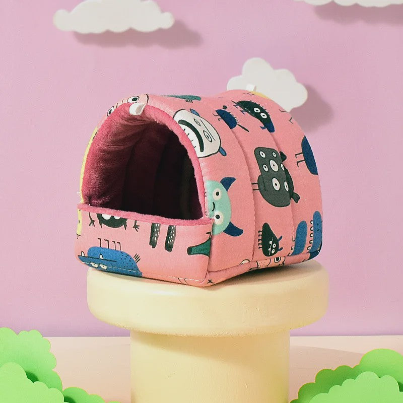 Schattig Cartoon Nestje voor Kleine Huisdieren - Warm & Zacht Hamsterhuisje