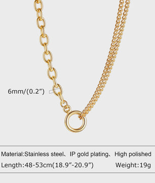Chunky Gouden Halsketting Dames - Roestvrij Staal Dikke Ovalen Schakelketting Choker