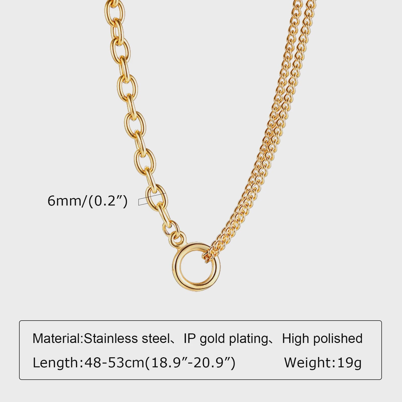 Chunky Gouden Halsketting Dames - Roestvrij Staal Dikke Ovalen Schakelketting Choker