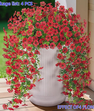 4x Kunst Hangplant - Realistische Nepbloemen met Kleurrijke Bloemen voor Binnen & Buiten Zomer Decoratie
