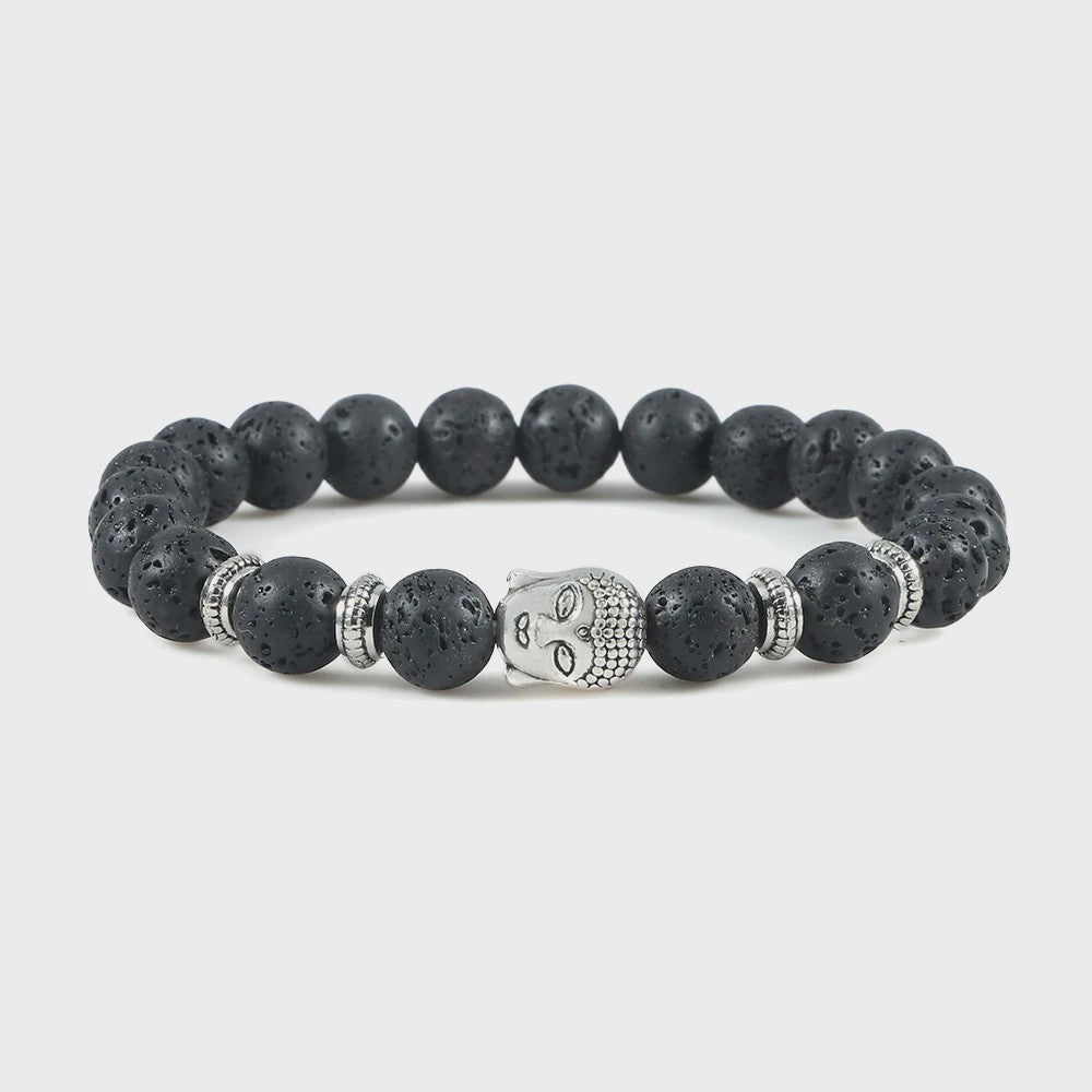 Natuurstenen Buddha Armband met Tijgeroog Kralen - Elastisch & Verstelbaar