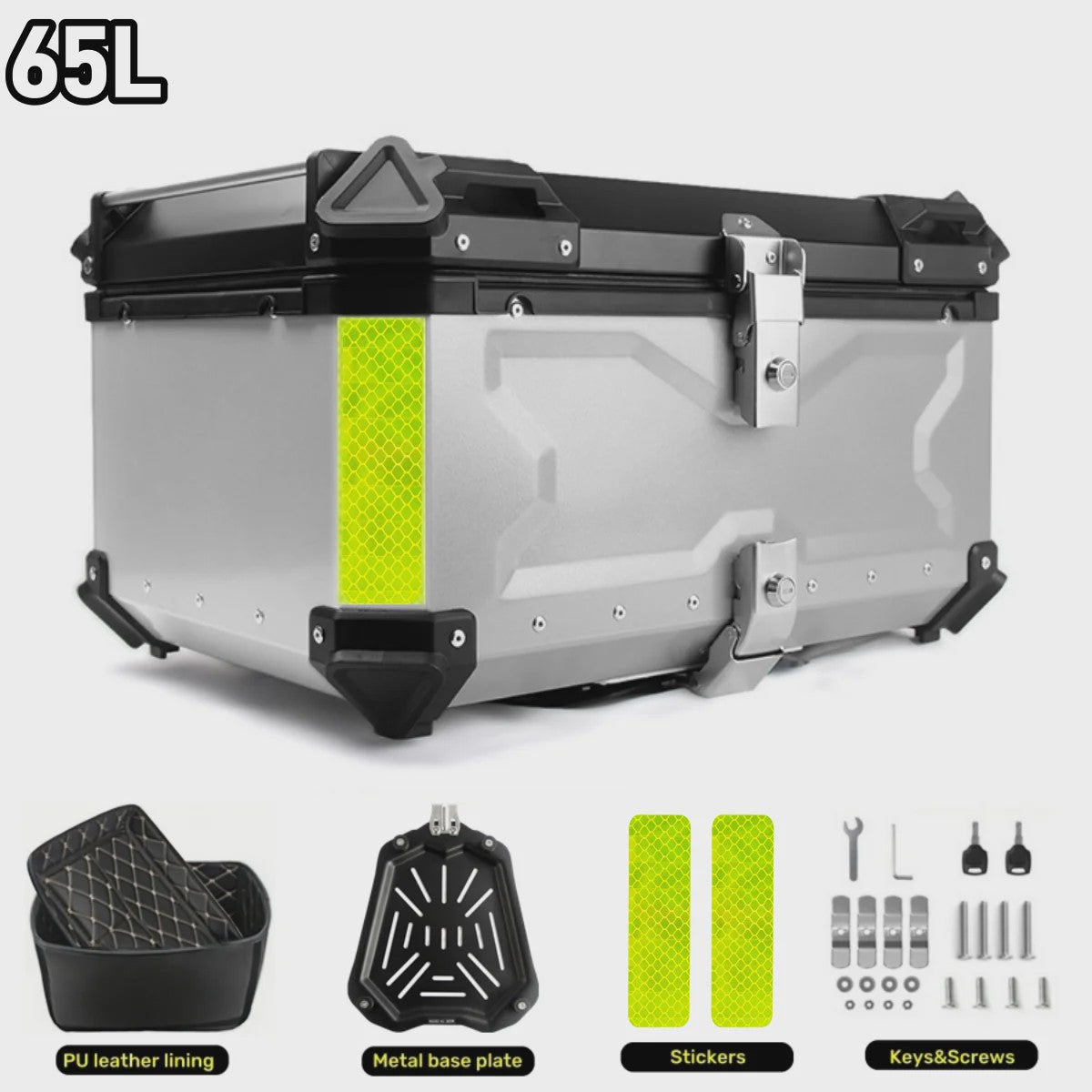 Universele Motor Topcase Aluminium Bagagekoffer - 45L/55L/65L - Quick-Lock