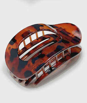 Moderne Ovalen Haarklem met Luipaardprint - Stijlvolle Acryl Haarclip voor Dames