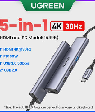 UGREEN 10-in-1 USB-C Hub: 8K/4K Dual HDMI, RJ45, USB 3.0, PD 100W - Docking Station voor MacBook & Laptop
