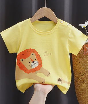 Zomer T-shirt Kinderen Katoen met Vrolijke Cartoon Print - 0-4 Jaar