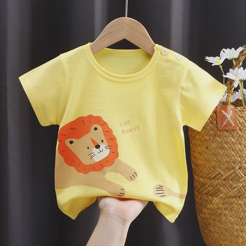 Zomer T-shirt Kinderen Katoen met Vrolijke Cartoon Print - 0-4 Jaar