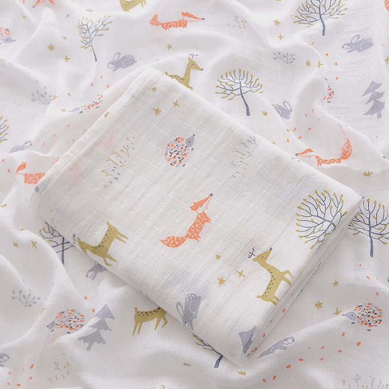Dubbellaags Bamboe Katoen Muslin Baby Dekentje - Ademend en Multifunctioneel